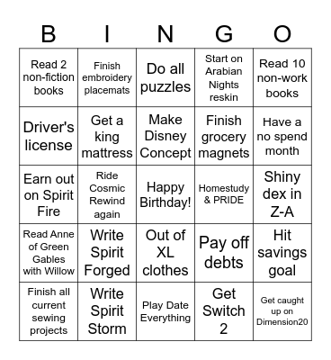 Mommy 2026 Bingo Card