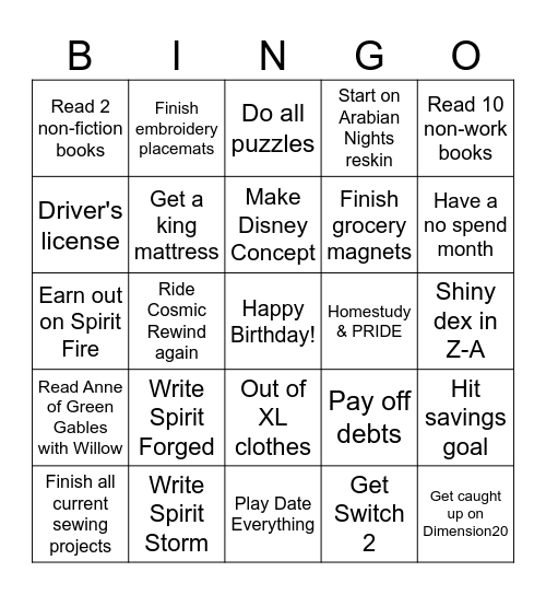 Mommy 2026 Bingo Card