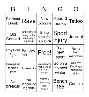 2026 Bingo Card