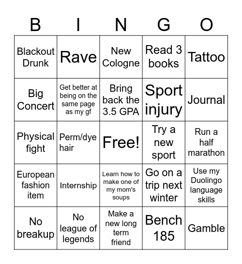 2026 Bingo Card
