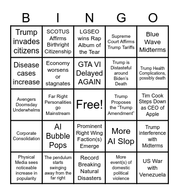 2026 Bingo Card
