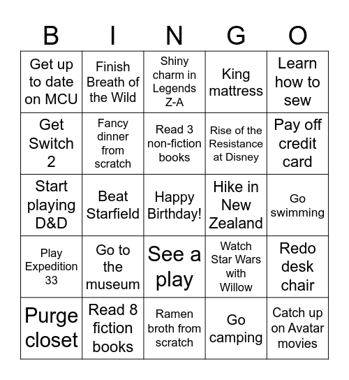 Mommy 2026 Bingo Card