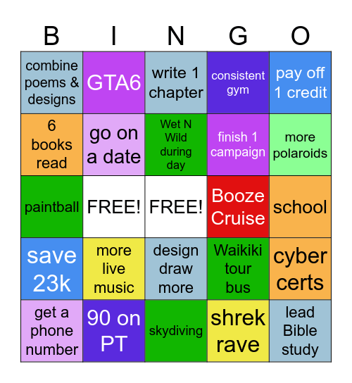 2026 Bingo BucketList Bingo Card