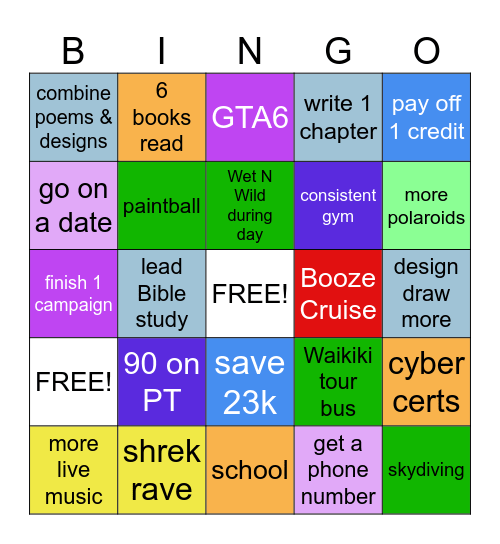 2026 Bingo BucketList Bingo Card
