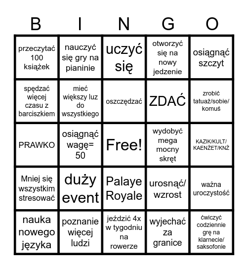 ROK 2026 Bingo Card