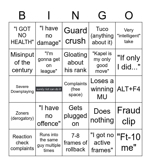 Jimbo ranked sesh Bingo Card