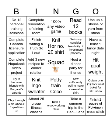 2026 Bingo Card