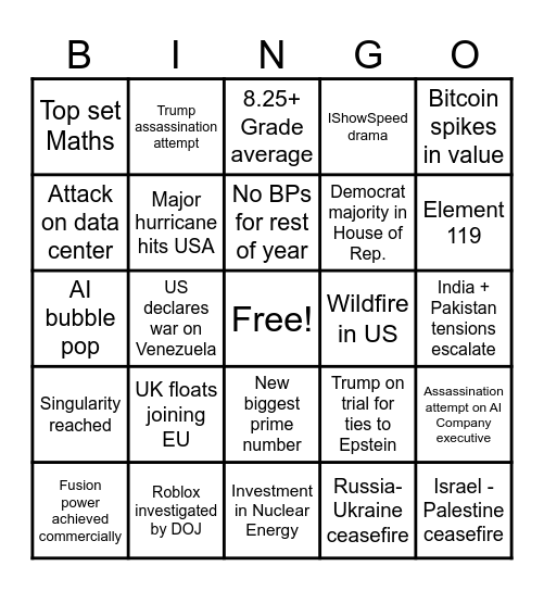 2026 Bingo Card