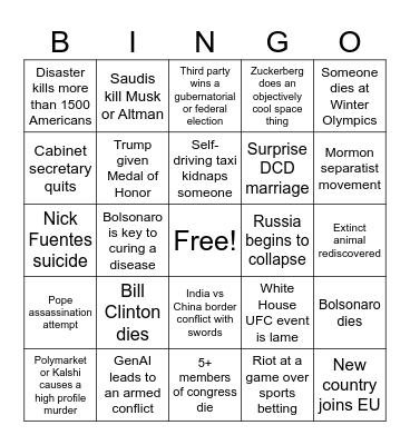 2026 Bingo Card
