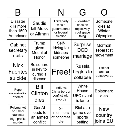 2026 Bingo Card
