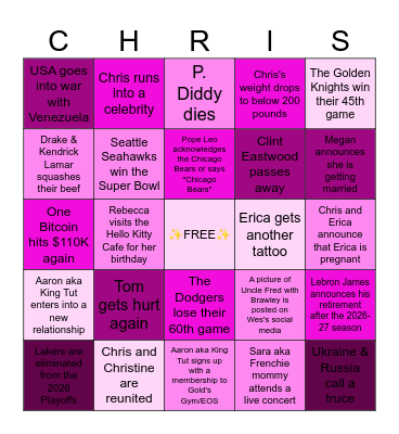 2026 Bingo Card