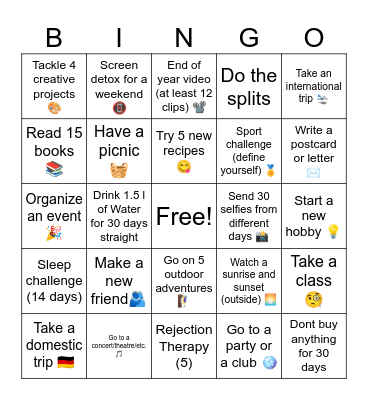 2026 Bingo Card