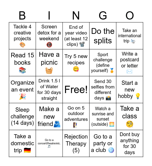 2026 Bingo Card