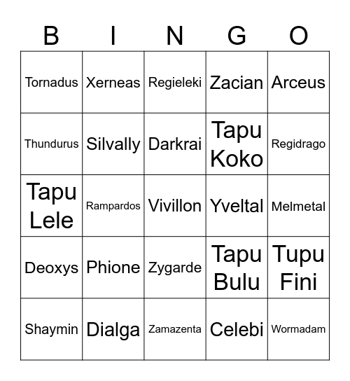 Shiny 2026 Bingo Card
