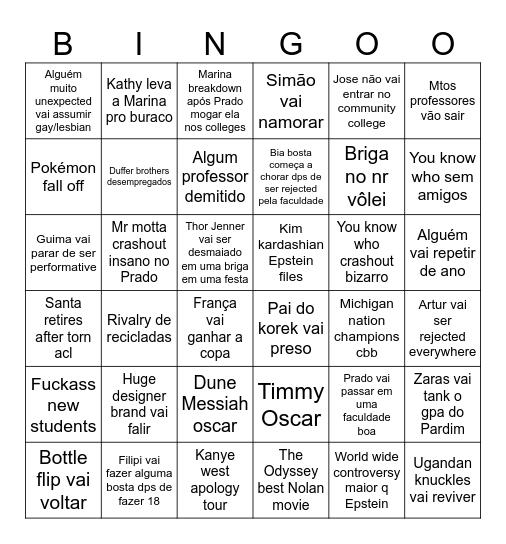 2026 bingo card Bingo Card