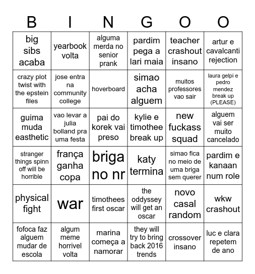 2026 Bingo Card