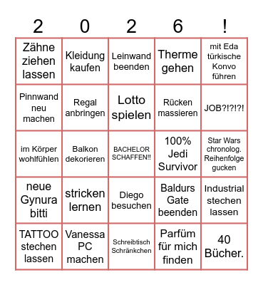 NEUJAHRSBINGO Card
