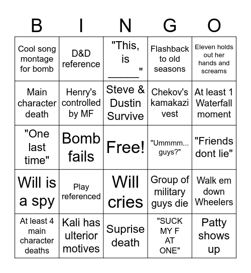 ST Vol 3 Predictions Bingo Card