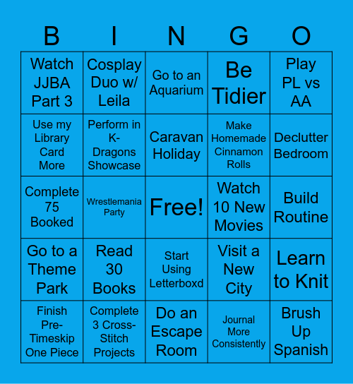 Katie's 2026 Bingo Card