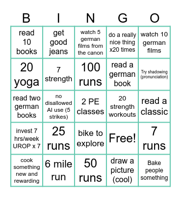 New Year's Bingo Card