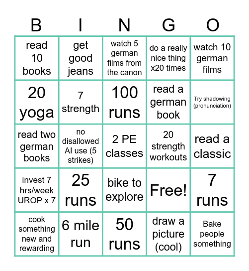 New Year's Bingo Card