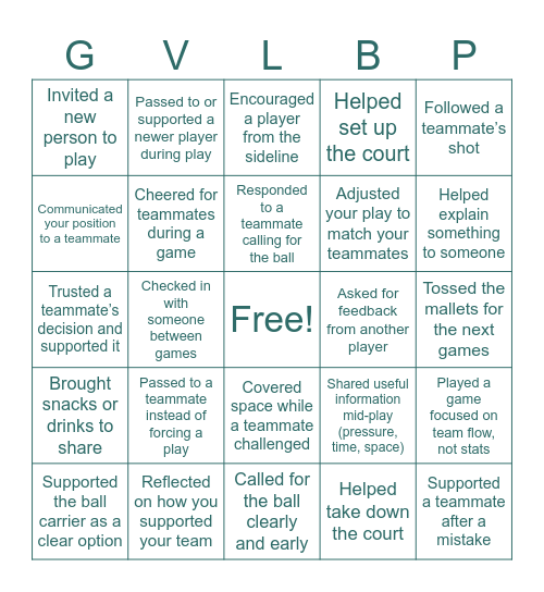 June Teamwork Bingo Card