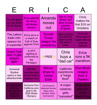 2026 Bingo Card