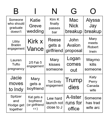 2026 Bingo Card