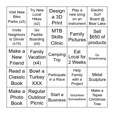 Ari's 2026 New Year Bingo Card