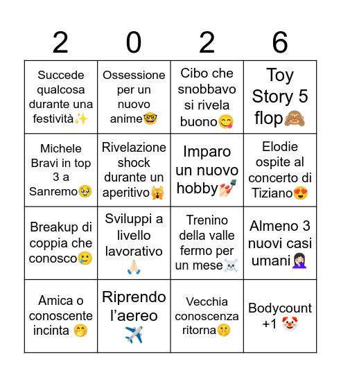IL NUOVO ANNO DI GIULIA Bingo Card