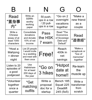 Max's 2026 Bingo! Bingo Card