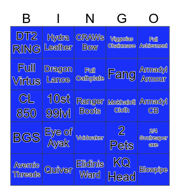 OSRS Bingo Card