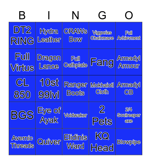 OSRS Bingo Card
