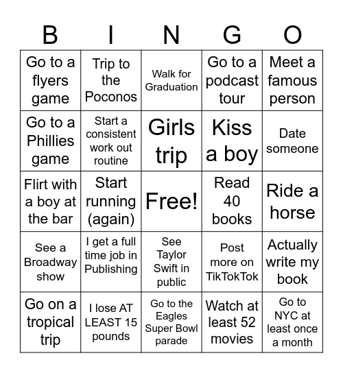 My 2026 Bingo Card