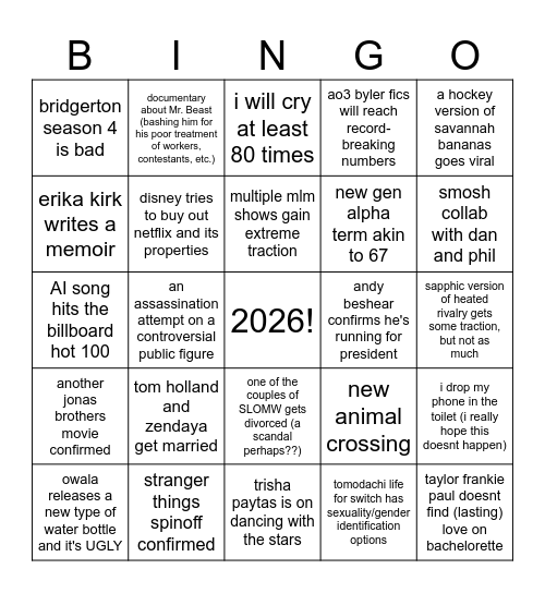 2026 Bingo Card
