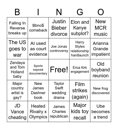 2025 Bingo Card