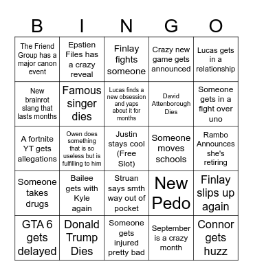2026 Predictions Bingo Card