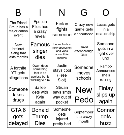 2026 Predictions Bingo Card