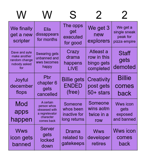 Wws Bingo Card