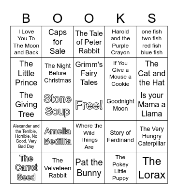 Baby Shower Book Bingo Card