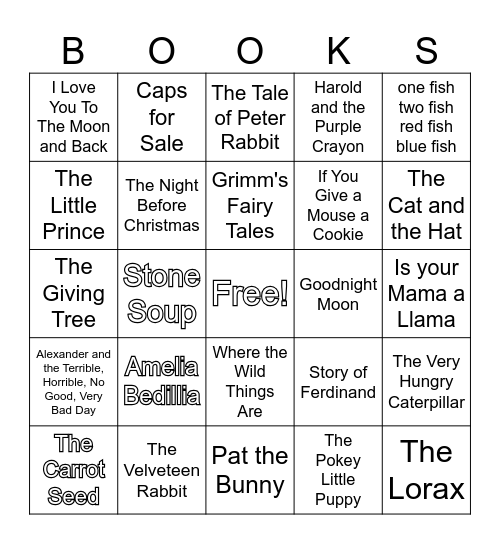 Baby Shower Book Bingo Card