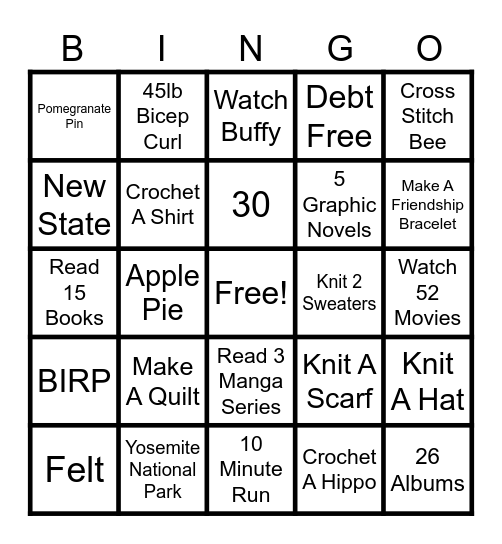 2026 Bingo Card