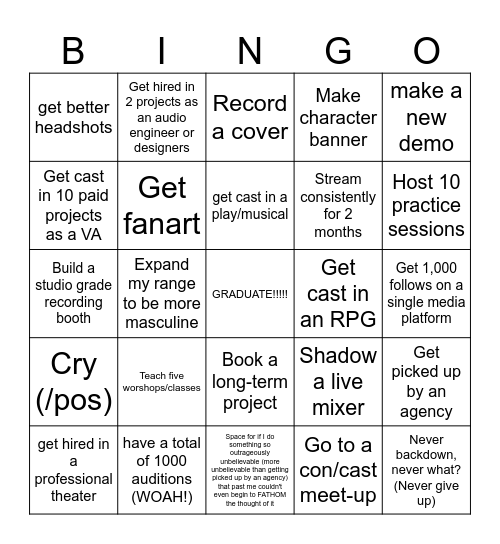 Year of the Career Bingo Card