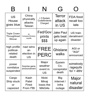 DIX Bingo 2026 Bingo Card