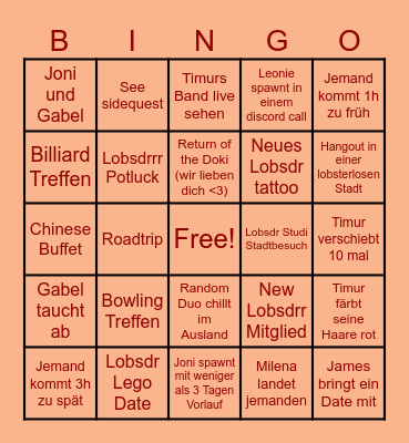 🦞🦞 Lobsdrr 2026 Bingo 🦞🦞 Bingo Card
