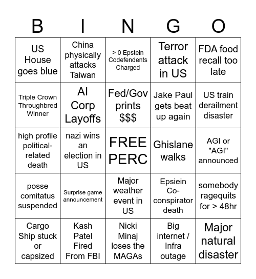 DIX Bingo 2026 Bingo Card