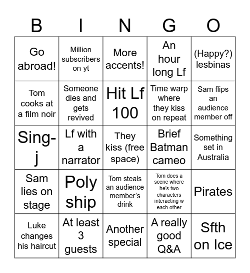 2026 Bingo Card