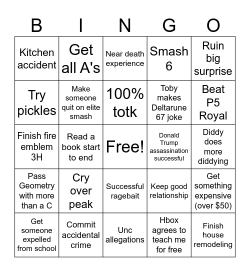 2026 Bingo Card