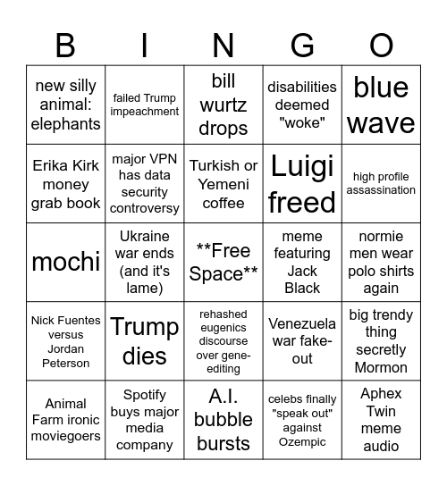 2026 Bingo Card