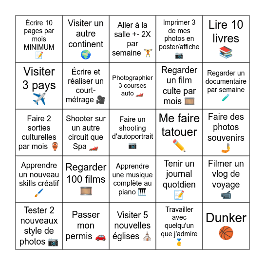 2026 Bingo Card